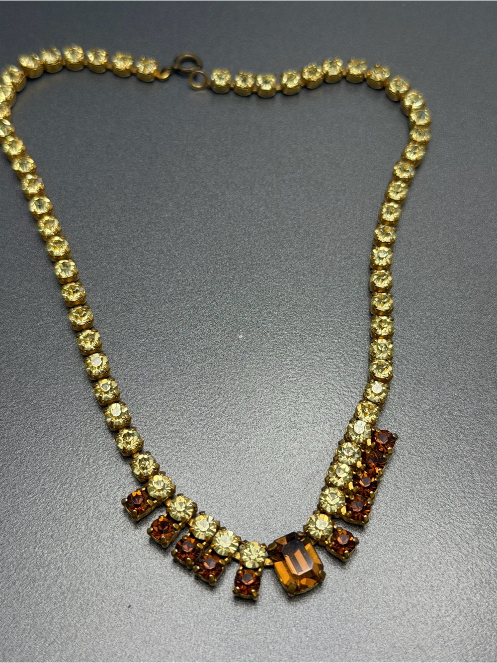 Vintage Jonquil and Amber Rhinestone Necklace